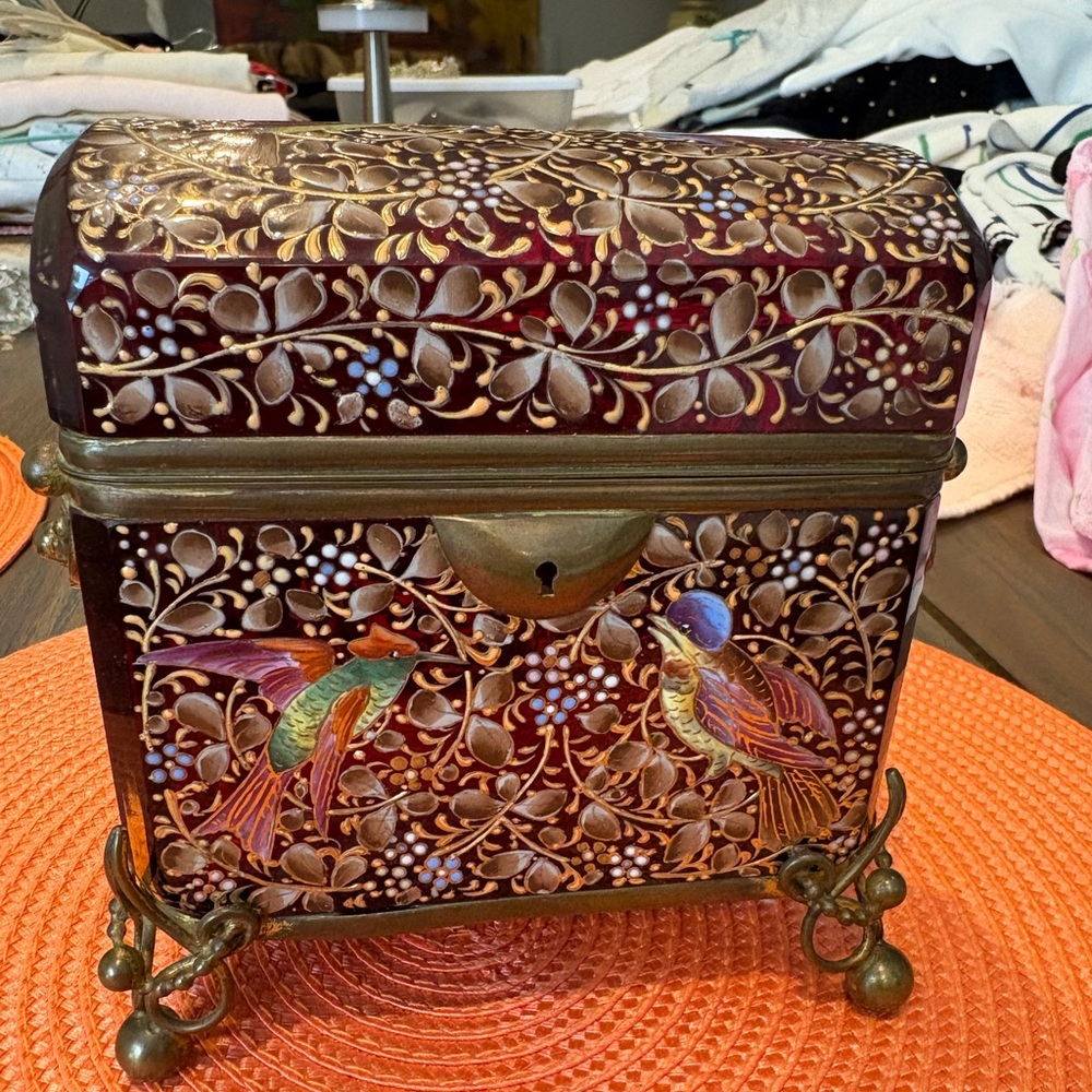 Rare Moser Vintage Antique 19 th century Bohemian Ornate enameled trinket box - Picture 1 of 14